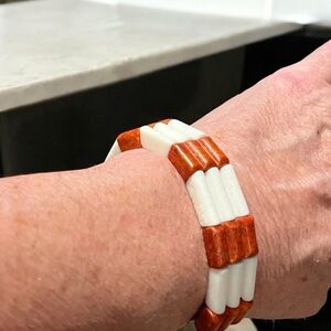 Elegant White and Brick Colored Bracelet